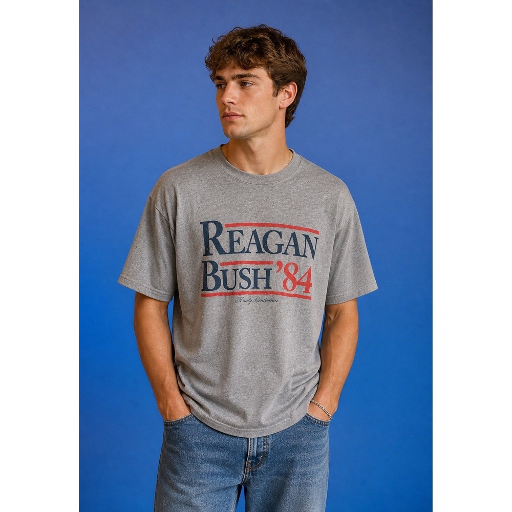 Reagan Bush 1985 Election Vintage Vibes Gray Tee Shirt Sz XL Unisex Super Soft